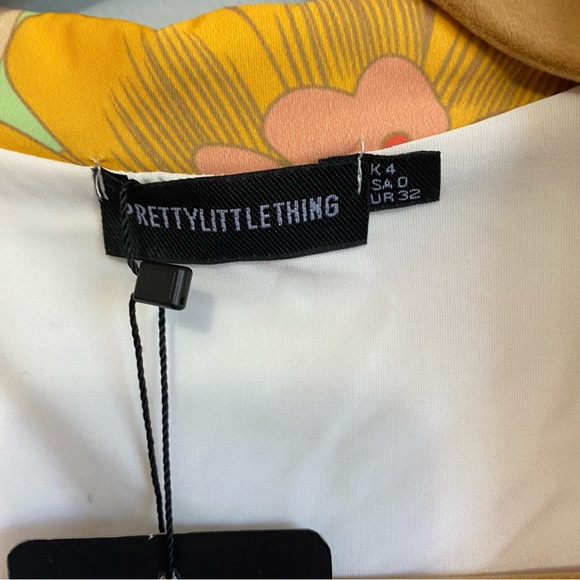 Pretty Little Thing Multi Swirl Print Plunge High Leg Bodysuit Multicolor 0 NWT - Picture 4 of 10